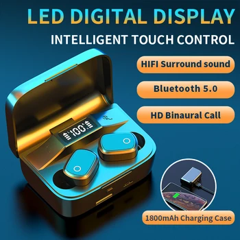 

TWS Bluetooth Wireless Earphones V5.0 Bluetooth sports headests LED Display With 3500mAh Power Bank Headsets With Microphone