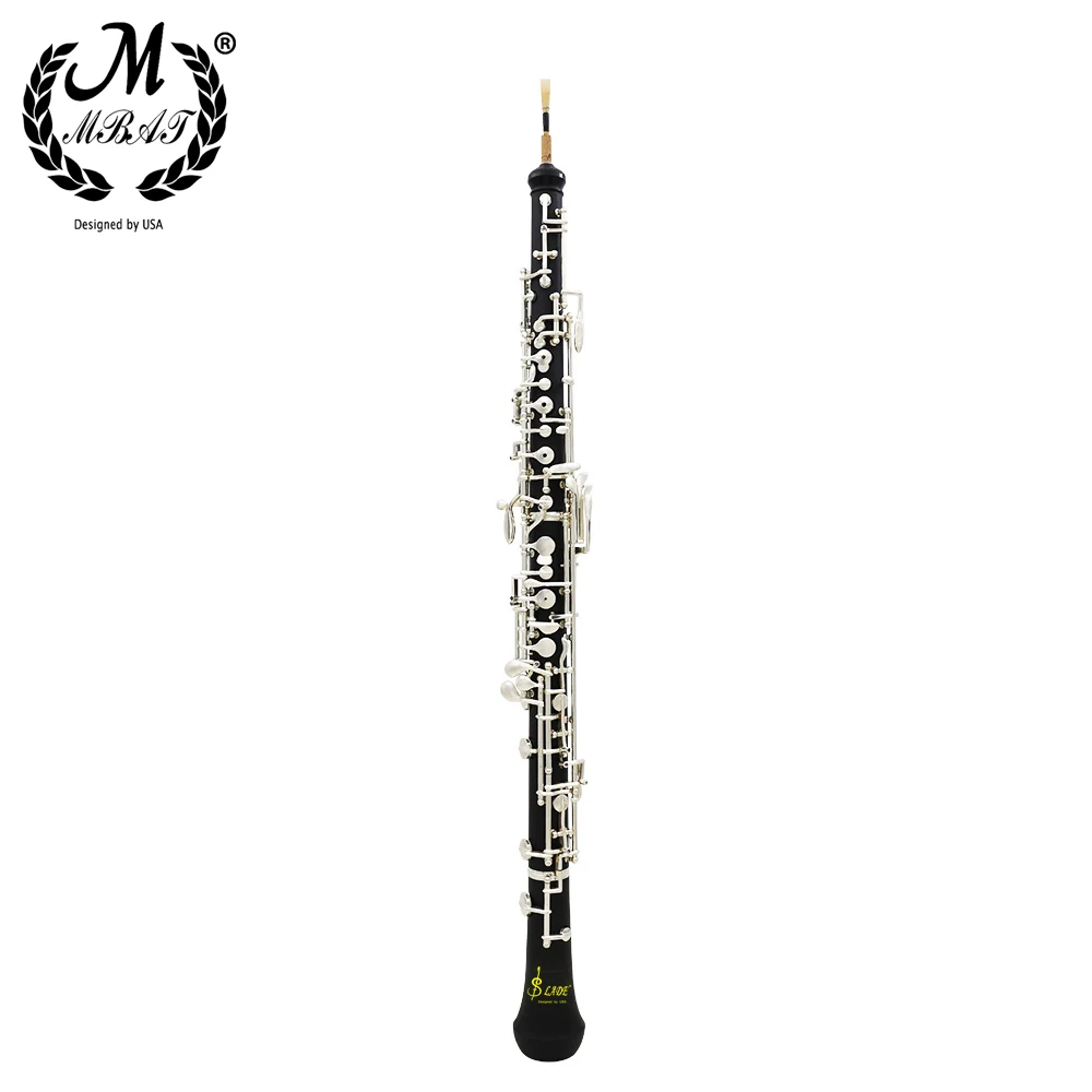 M MBAT Professional Oboe C Key Semi-Automatic Style Bakelite Oboe Silver Plated Key Woodwind Instrument With Leather Case Gloves