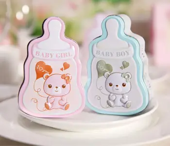 

6 Pieces/lot Metal Candy Packing Box Baby Gift Box Feeding Bottle Shape Tin Cans Cartoon Food Storage Box Small Thing Pack Case