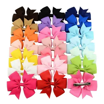 

20Pcs/Lot Bow Hair Bands Tools 20 Colors Elastic Rubber Band Hair Ties/Rings/Ropes Gum Grosgrain Ribbon Holders Hair Accessories