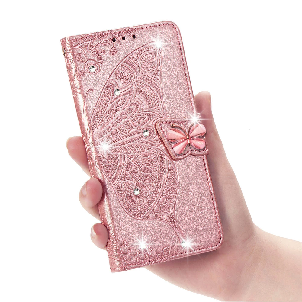 Чехол для Honor 20S 20 Point drill кожаный чехол с бабочкой для huawei P20 lite mate 30 PRO NOVA 5 PRO Чехол-книжка