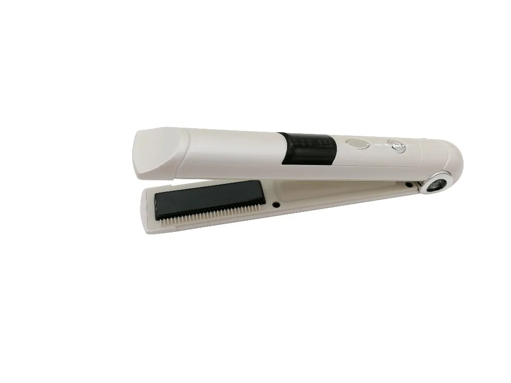 Portable USB Recharging Mini Hair Straightener Irons LED Display Wireless Multifunctional Straightening Curling Hair Style Tool