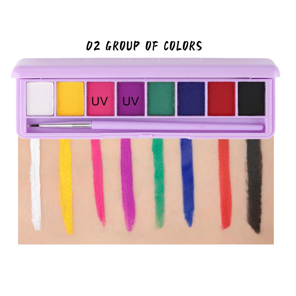 8 Colors Face Body Paint Water Activated Eyeliner Palette Halloween Party Flash Tattoo Safe Face Body Painting Halloween Makeup 4