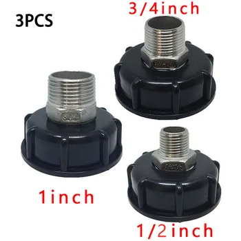 

3pcs/set IBC Tote Tank Drain Adapter S60x6 Thread Cap Garden Hose Connector 1/2"3/4"1" Tank Connector