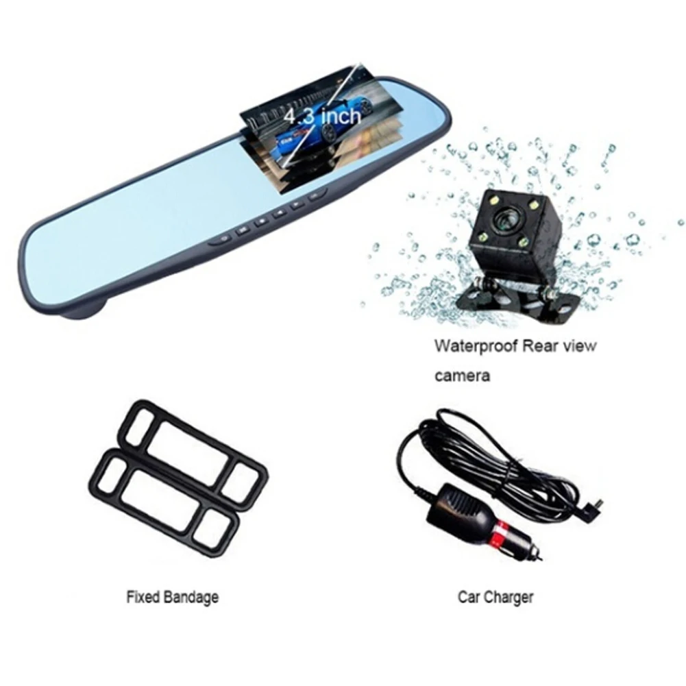 HD 1080P Автомобильный видеорегистратор Камера авто 4 3 дюймов зеркало заднего вида