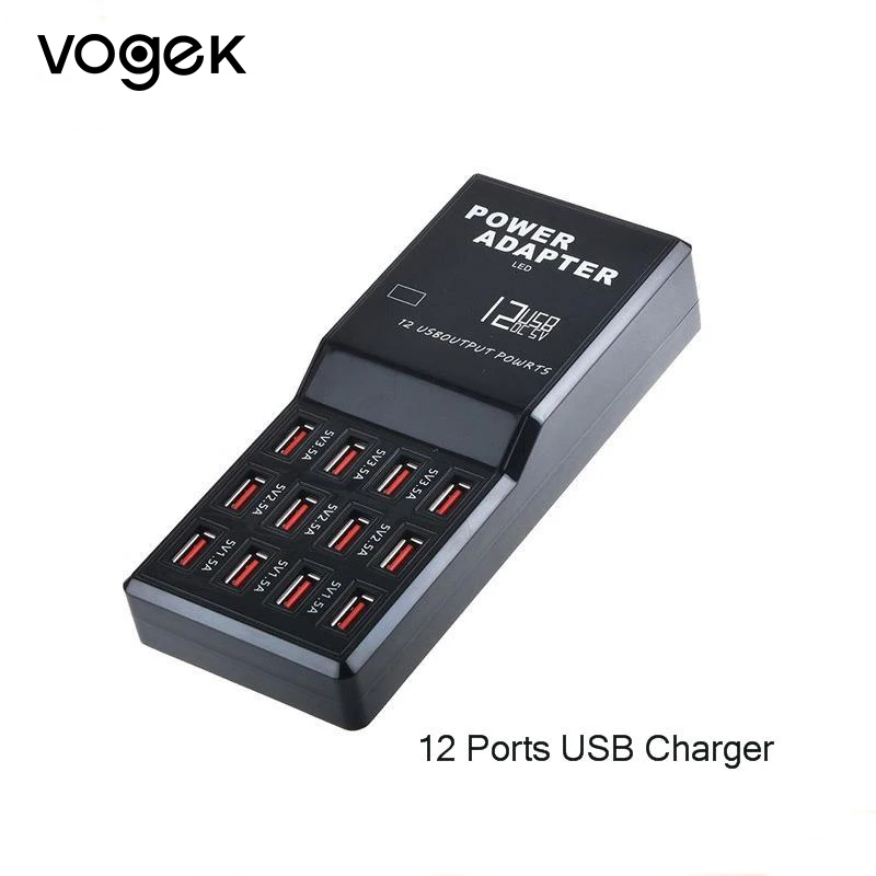 Vogek США зарядное устройство для путешествий зарядная станция Смарт 5V12A мульти настольное зарядное usb-устройство 12 usb портов адаптер быстрой зарядки