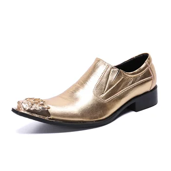 

KPOCOBKN Casual Shoes Men Genuine Leather Slip-on Pointed Toe British Style Loafers Full Grain Leather Cow Leather Rubber Solid