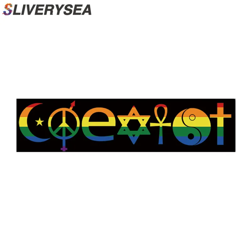 

SLIVERYSEA 20CM*5CM Personality Style COEXIST Rainbow Car Sticker and Decal PVC