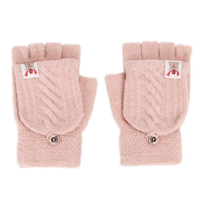 Light-Pink Guantes зимние перчатки женские зимние перчатки для девочек одноцветные перчатки из кроличьей шерсти мягкие теплые яркие цвета двойные женские перчатки - Цвет: Light-Pink