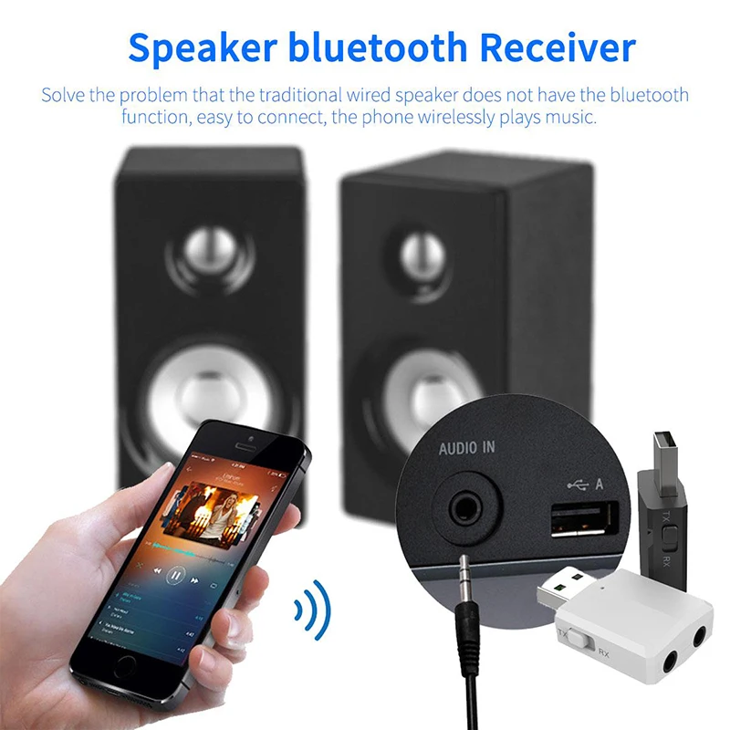 3 в 1 Bluetooth адаптер 5,0 USB ключ для компьютера аудио передатчик и приемник беспроводной адаптер с 3,5 мм AUX Jack