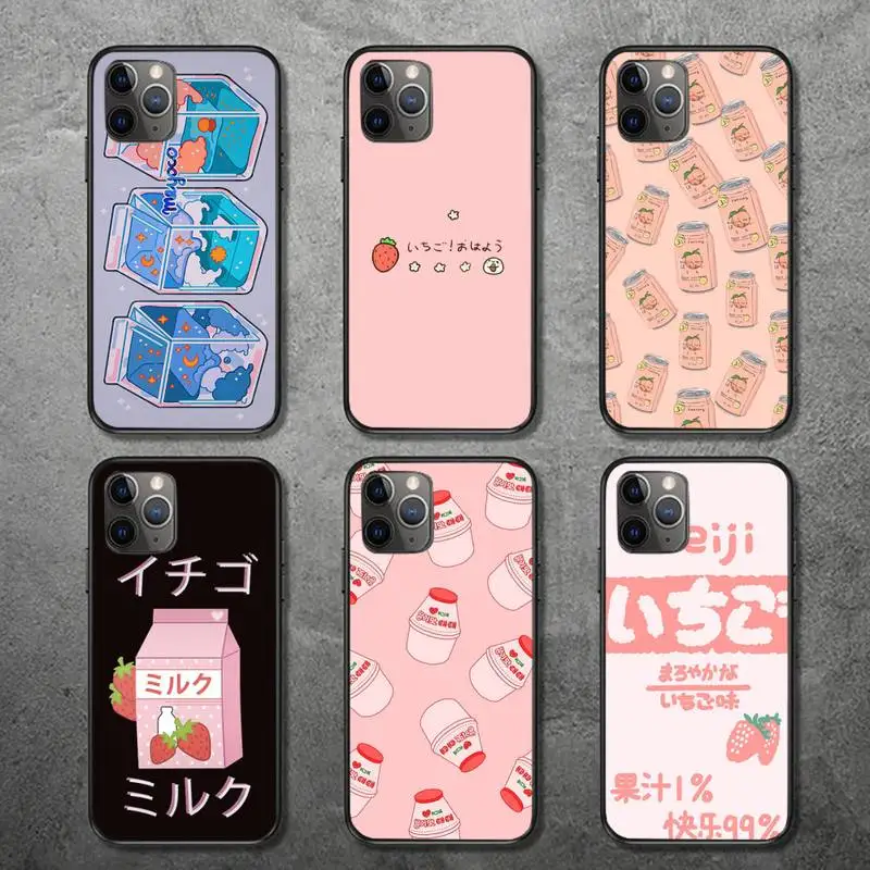Чехол для телефона с японской клубничкой и молочной едой iPhone 13 12 11 mini pro XS MAX 8 7 6 6S
