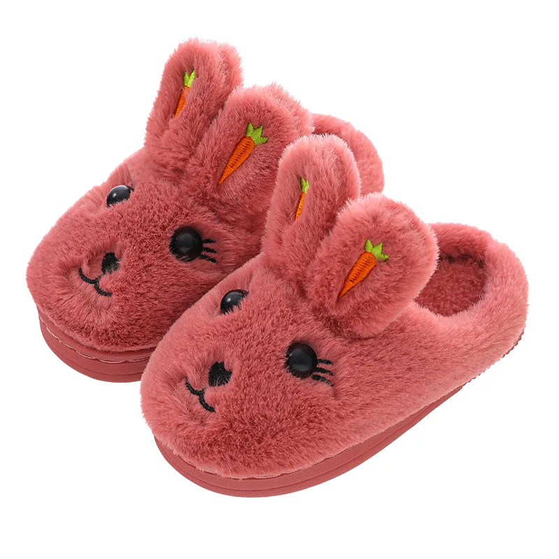 Children Cotton Slippers Boys and Girls Winter Cute Kids Indoor Shoes Non-slip Baby Warm Cotton Slippers Carrots Rabbit Cute best children's shoes