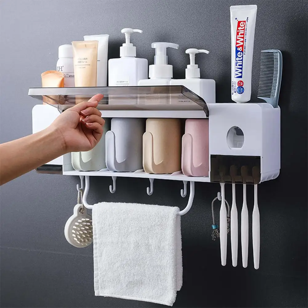 

Multi-function bathroom toothbrush storage box toothbrush holder free punch storage rack household items