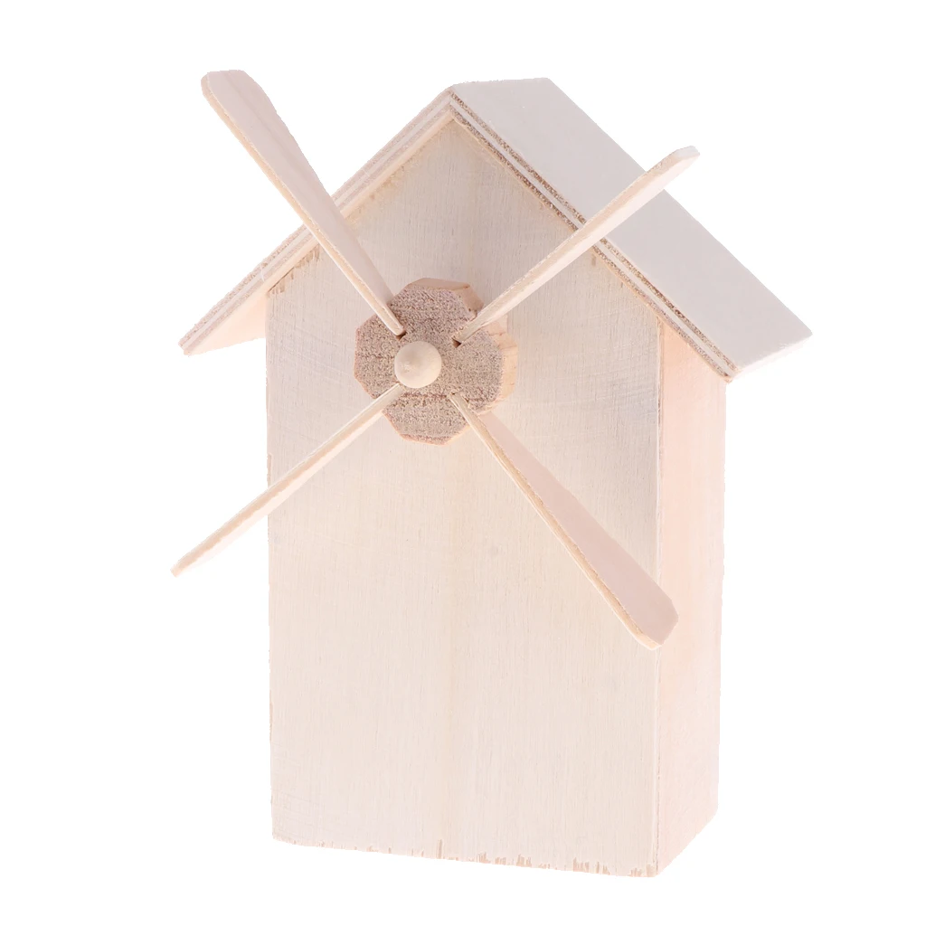 Unpainted Wood Craft Windmill Coin Bank Money Box Piggy Bank For Crafting Decorating Children's DIY Projects