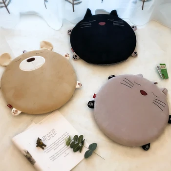 

Candice guo! cute plush toy lovely cartoon animal flat cat bear dog soft round sitting pillow cushion birthday Christmas gift 1p