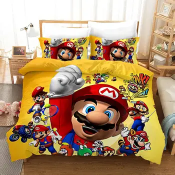 

Super Mario 3d World Odyssey Game Pattern Bedding Set Lovely Children Printed Duvet Cover Set with Pillowcase Free Shipping