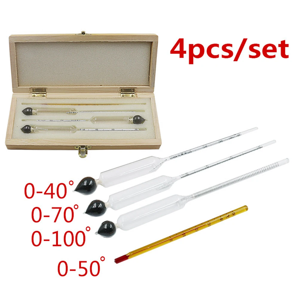 

New Arrival 4PCS 0-100% Alcohol Test Meter Alcohol Concentration Meter Alcohol Tester Alcoholometer Tool Set