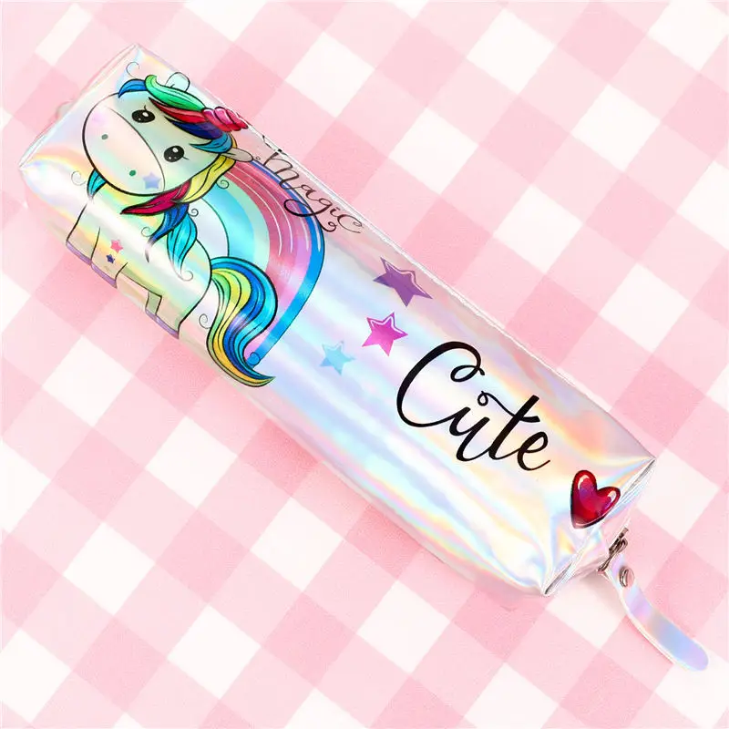 Кавайные пеналы для девочек artykuly szkolne estuche papelaria criativa unicornio escolar grande back to school - Цвет: Белый