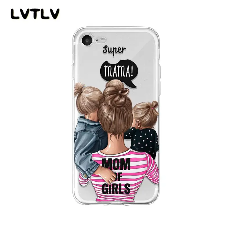 Fashion Black Brown Hair Baby Mom daughter Girl Son Dad