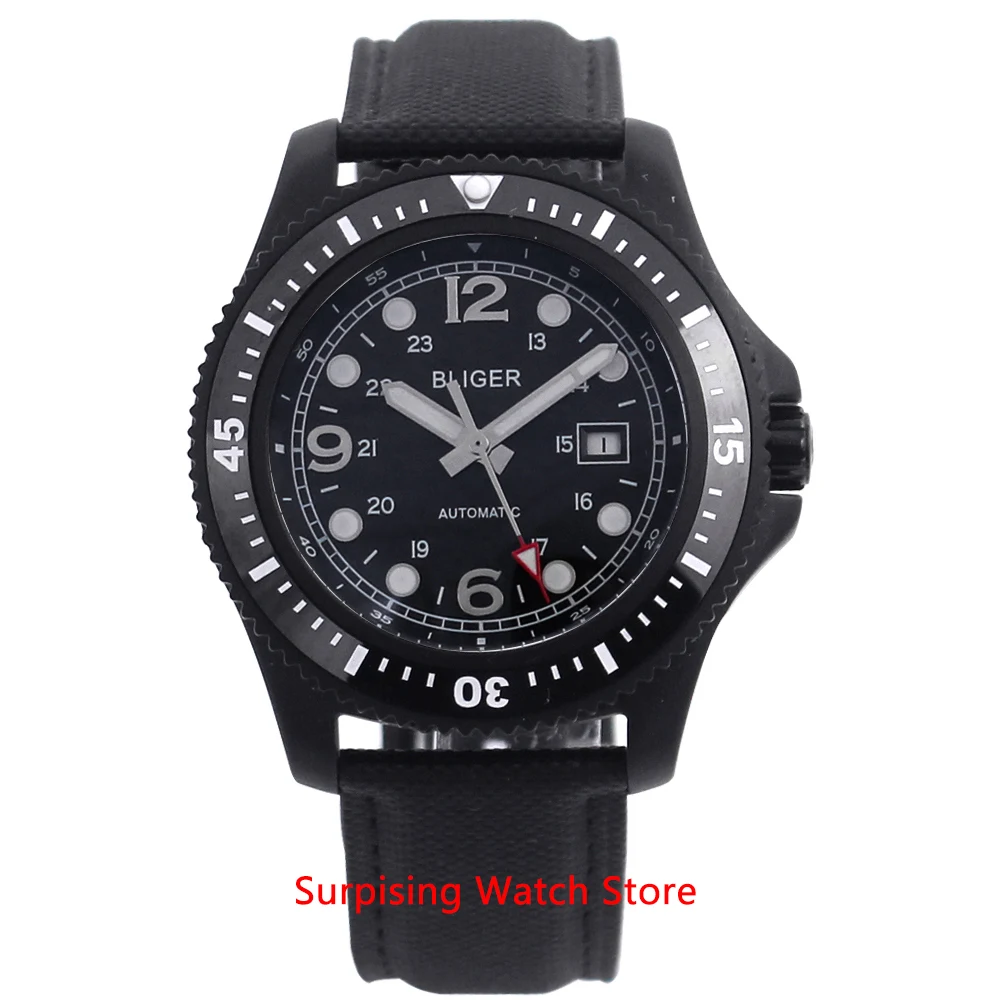 

Bliger 44mm Automatic Mechanical Watch Men Luxury Brand Business Luminous Waterproof Clock Leather Strap Calendar Wristwatch Men
