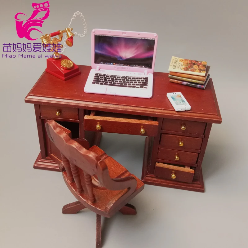 1/12 Dollhouse Mini Wooden Desk Model Play House Toy Plain Study Room Furniture