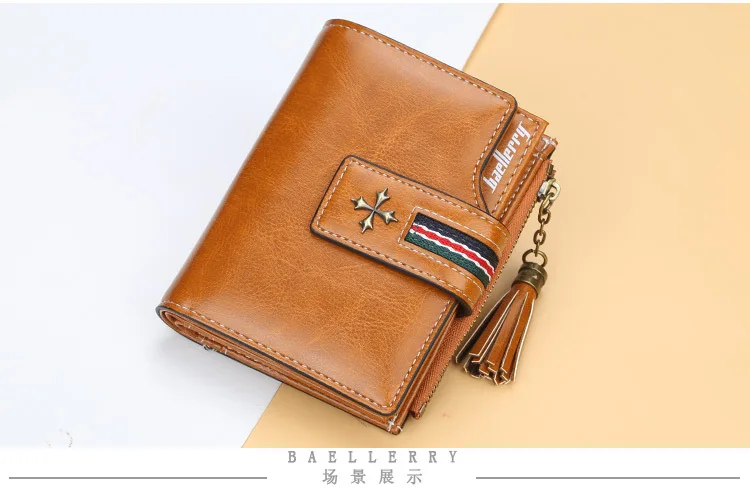 Baellerry Brand PU Leather Wallets Women Short Zipper Coin Purse Tassel Design Clutch Wallet Female Money Bag Credit Card Holder