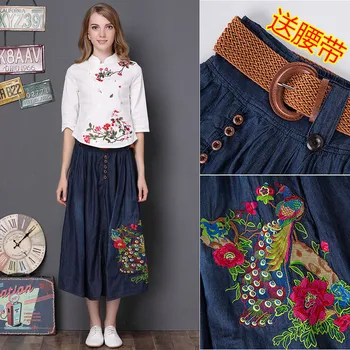 

L 2020 Spring Europe and America Large Size Dress Embroidered Denim