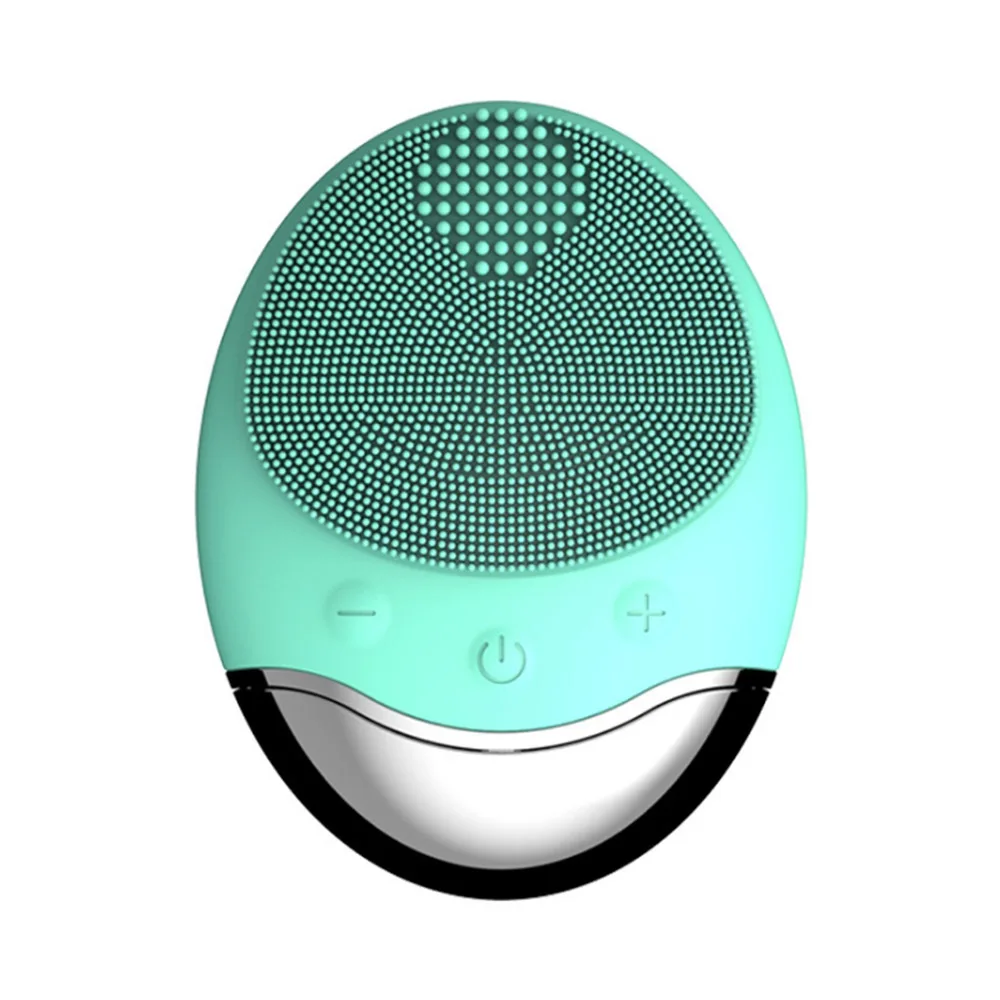Ультразвуковая электрическая щетка для чистки лица, щетка для мытья лица, Вибрационный очиститель кожи, массажное зарядное устройство USB - Цвет: green