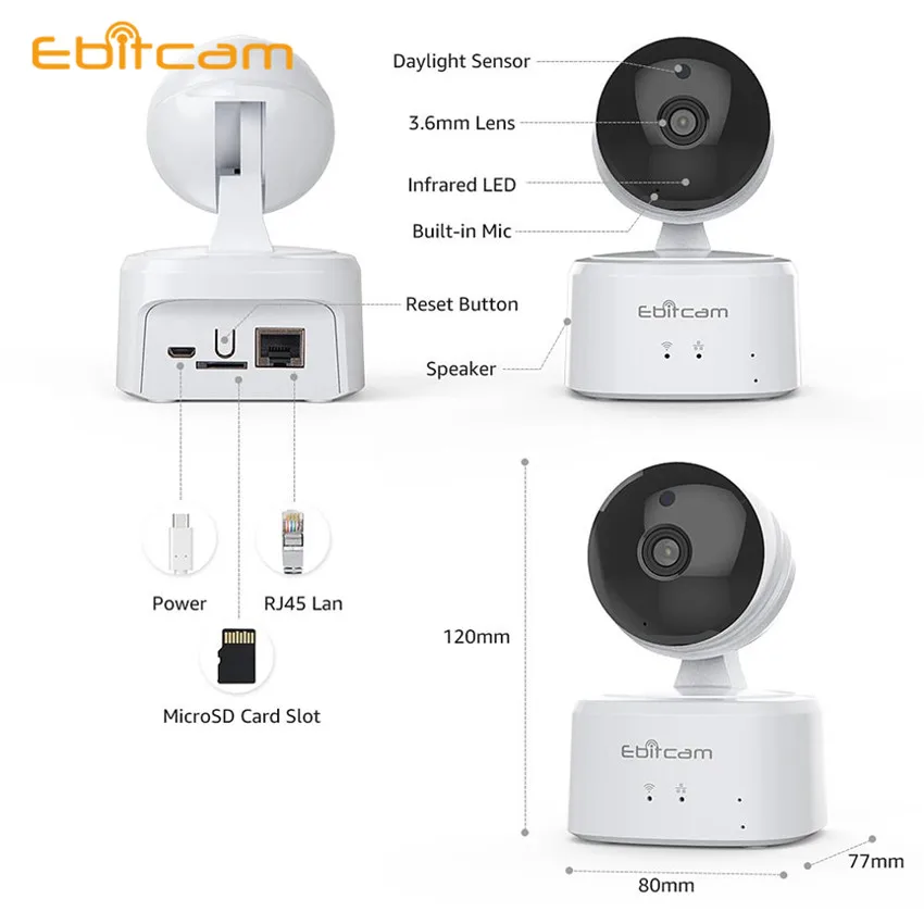 Ip камера видеонаблюдения Ebitcam 360 дюйма PTZ 1080P 2K|Камеры видеонаблюдения| |