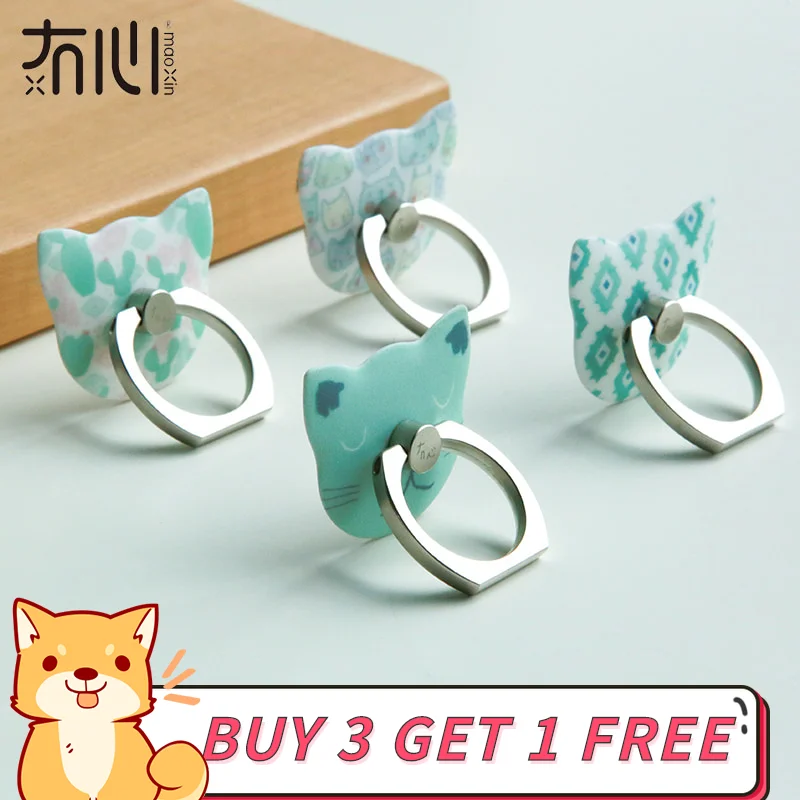 

Maoxin universal phone ring holder 10 patterns cute cat finger mobile phone ring holder stand support for iPhone Samsung