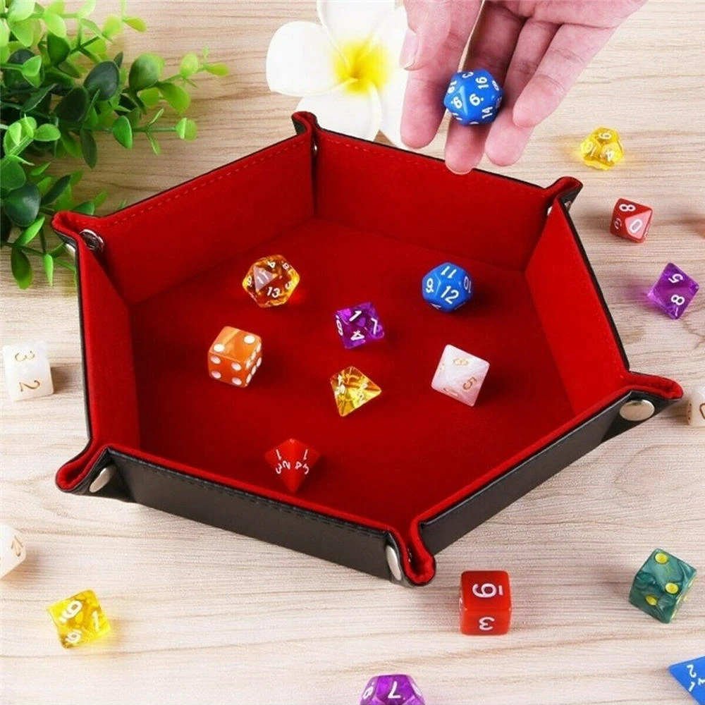 Лоток для игральных костей из искусственной кожи складной шестигранный