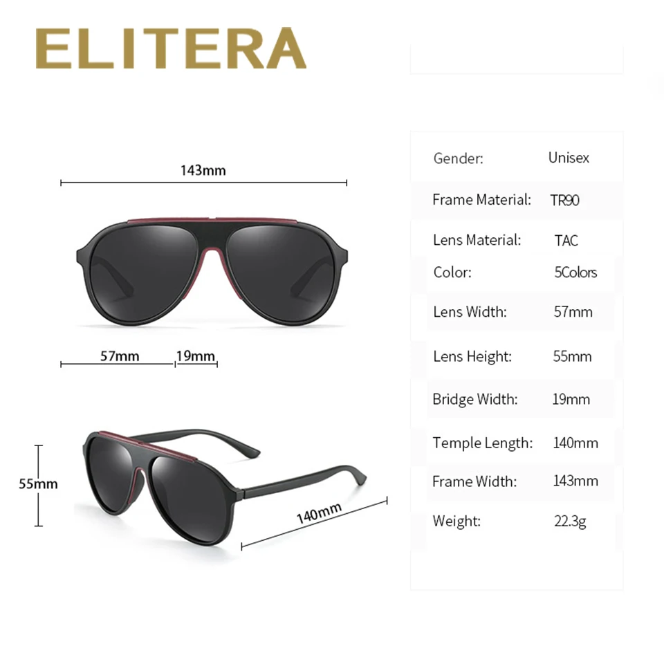 ELITERA мужские классические Поляризованные Круглые Солнцезащитные очки TR90 рамка для вождения UV400 защита