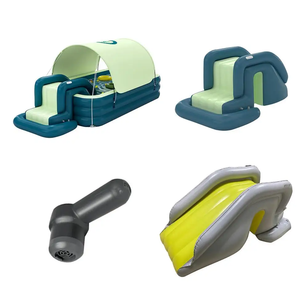 

Automatic Iation Swimming Pool With Awning Children's Summer Pool Water Slide Thickened Shade Pool For Outdoor Activity