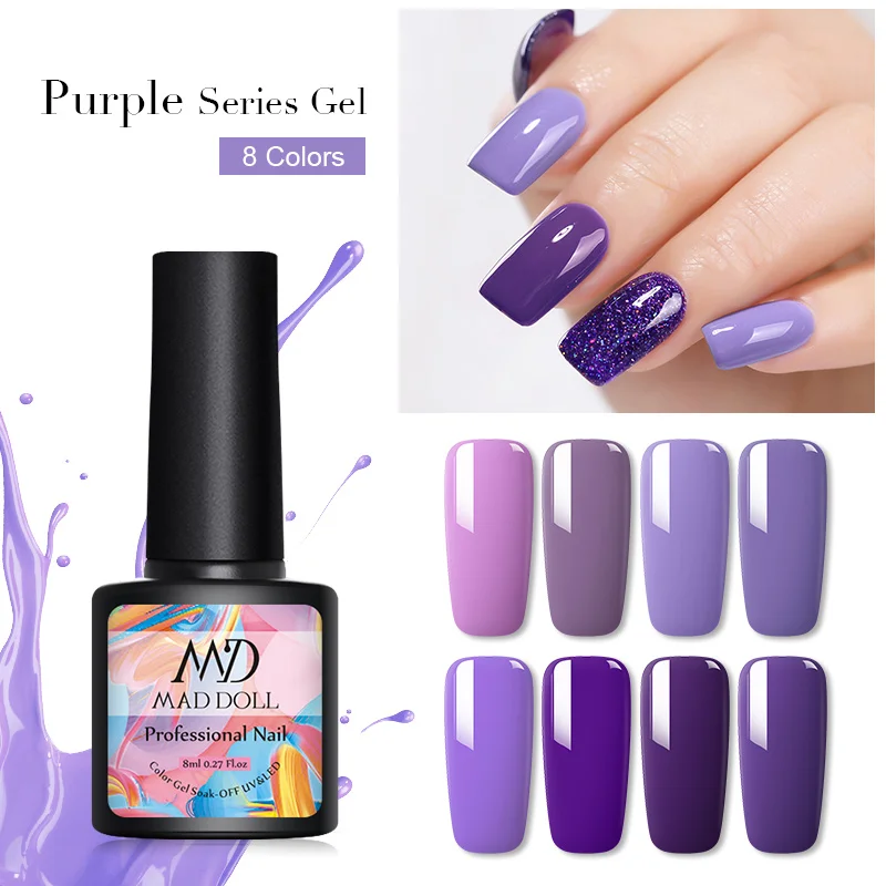

MAD DOLL 8ml Nail Gel Polish Soak Off UV Gel Polish Varnish One-shot Color Nail Art Gel Long-Lasting Nail Art DIY Design