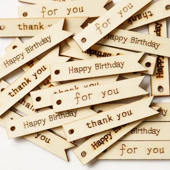 

20pcs Thank You Wood Gift Tag Happy Birthday Wood Tags Label Vintage Wooden Hang Tags Party Wedding Decoration