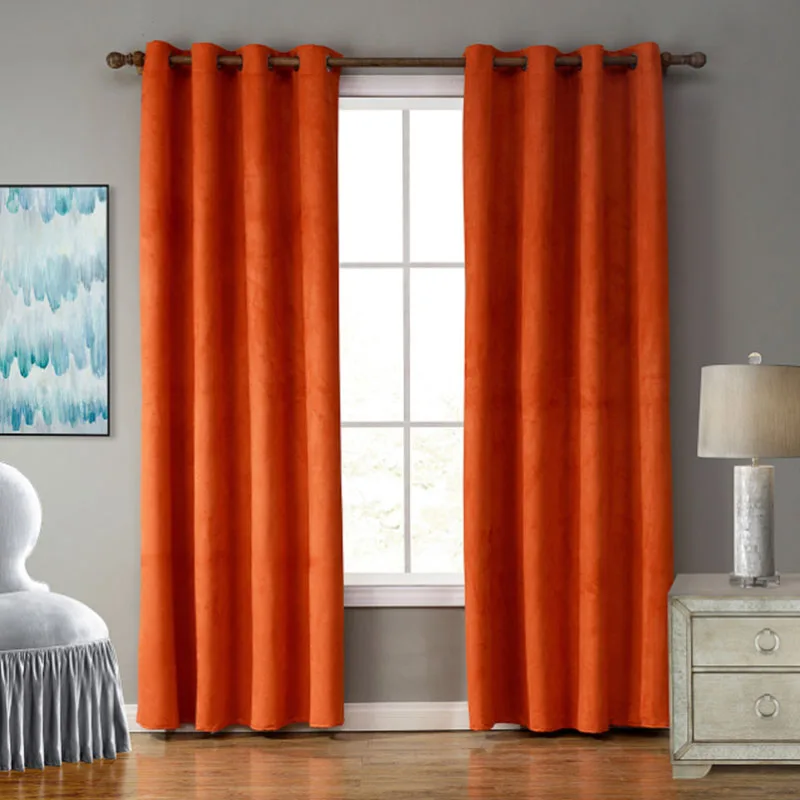 

Explosion Style Solid Color Bedroom Plain Curtain Fabric Seven Colors Suede Semi-shading Perforated Soft Simple Curtains
