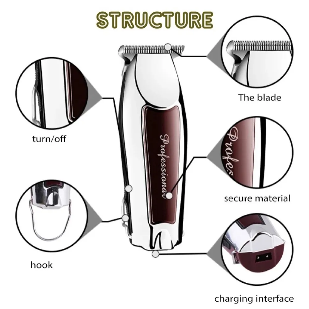 Rechargeable cordless hair trimmer for men grooming professional electric hair clipper beard hair cutting machine edge