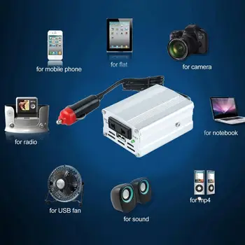 

700W Silver Power Inverter Adapter Car Converter 12V to 110V/220V Input Car Power Converter Vehicle Power Supply Charger UK Plug