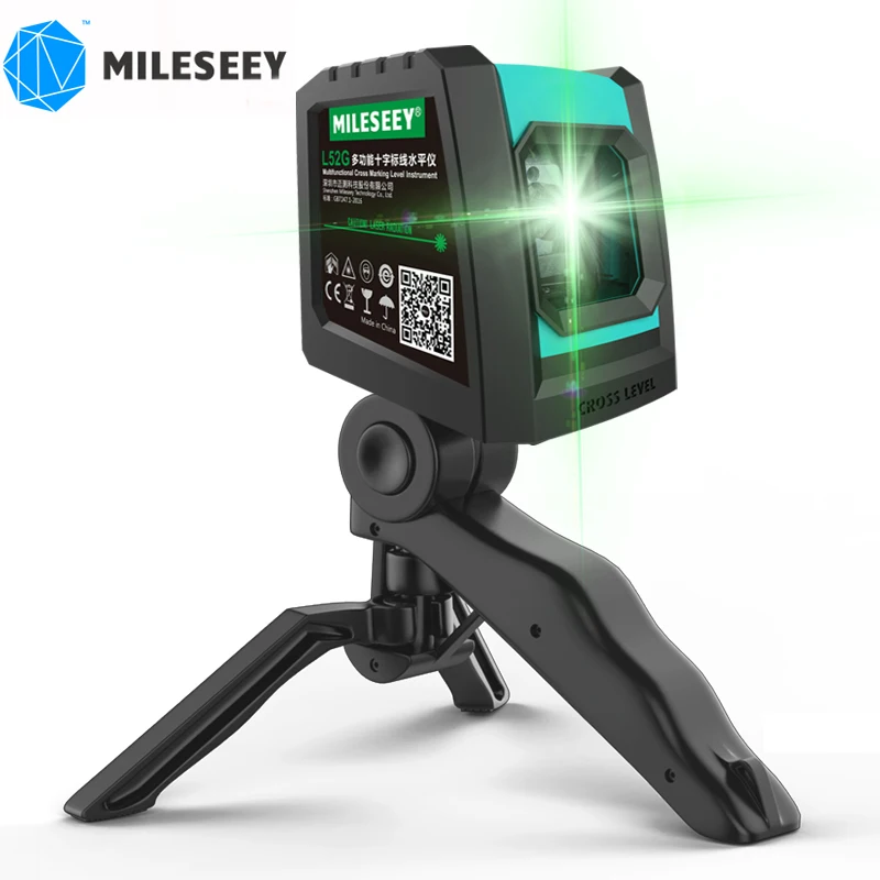 Лазерный уровень Mileseey L52G мощный зеленый нивелир с 2 линиями Магнитный