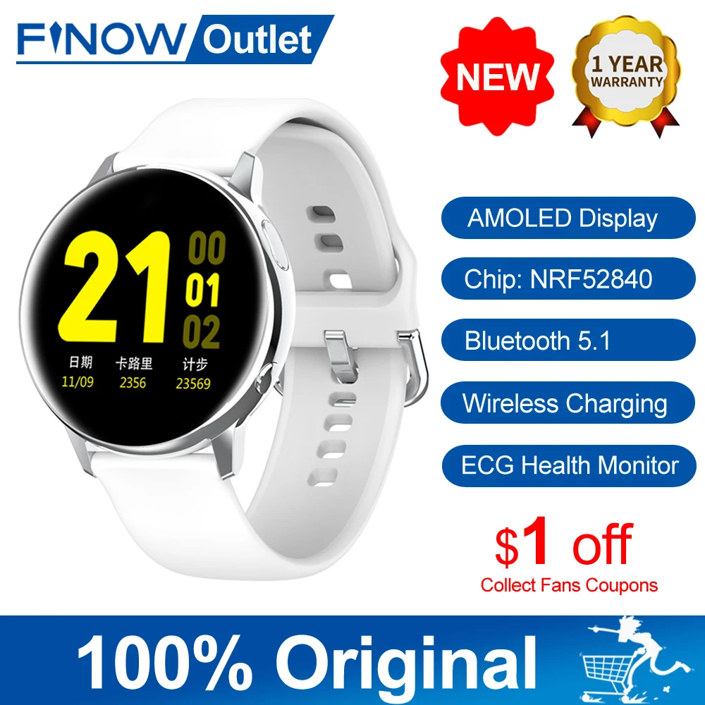 Смарт часы Finow SG2 390*390 экран AMOLED NRF52840 Bluetooth 5 1 Беспроводная зарядка водозащита