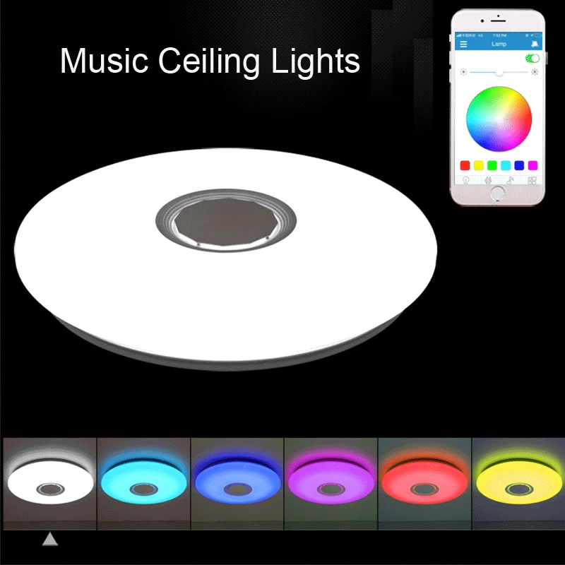 Музыкальный светодиодный потолочный светильник s RGB APP и дистанционное