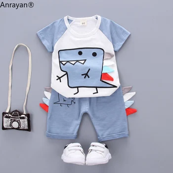 

2020 Summer Children's Casual Clothing Sets Baby Boys Girls Cartoon Infant Newbrown T Shirt Dinosaur Shorts 2Pcs Suits Clothes