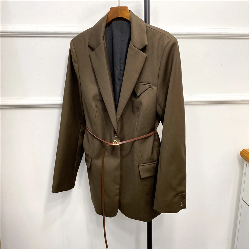 

Blazers Women's Women Two-color Belted Wool Suit Without Button Blazer