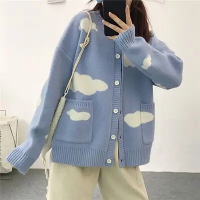 Nomikuma Korean Cloud Sweater Coat 2020 Autumn Long Sleeve Knitted 