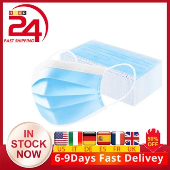 

cz us stock 5-50pcs Disposable Face Mask Elastic Earloop 3-ply Soft Breathable Non-woven Mask for Dust