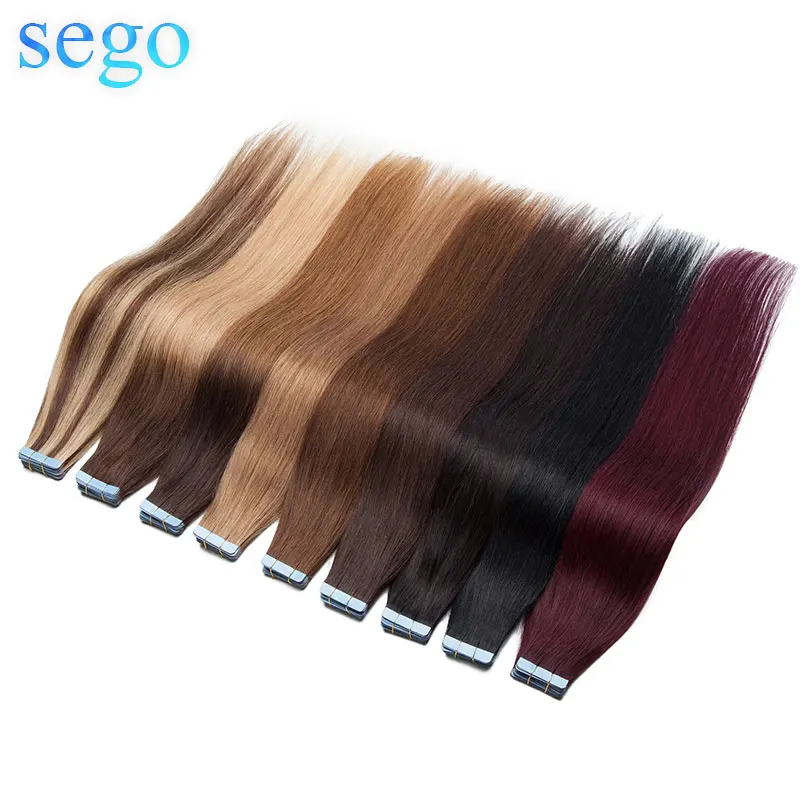 Get This SEGO 1.5g/pc Tape In Human Hair Adhesive Extension Non-Remy 14"-24'' 20/40pcs 13 Colors 85ZX6OEZx