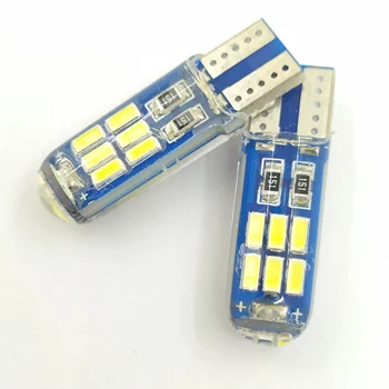 

50Pcs T10 Silicone 3014 15SMD Led W5W 192 168 Clearance light Wedge Side lamp Parking License Plate bulb Car Styling