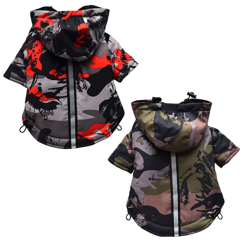 Winter Pet Dog Clothes French Bulldog Pet Warm Camouflage Jacket Hoodie Coat Waterproof Dog Clothing Outfit Vest For Large Dog &