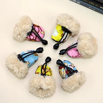 

4 Pack/set Pet dog shoes Winter Rain rubber Boots Set With Fleece Liner Cartoon Waterproof Anti Slip Shoes For Dogs pet products