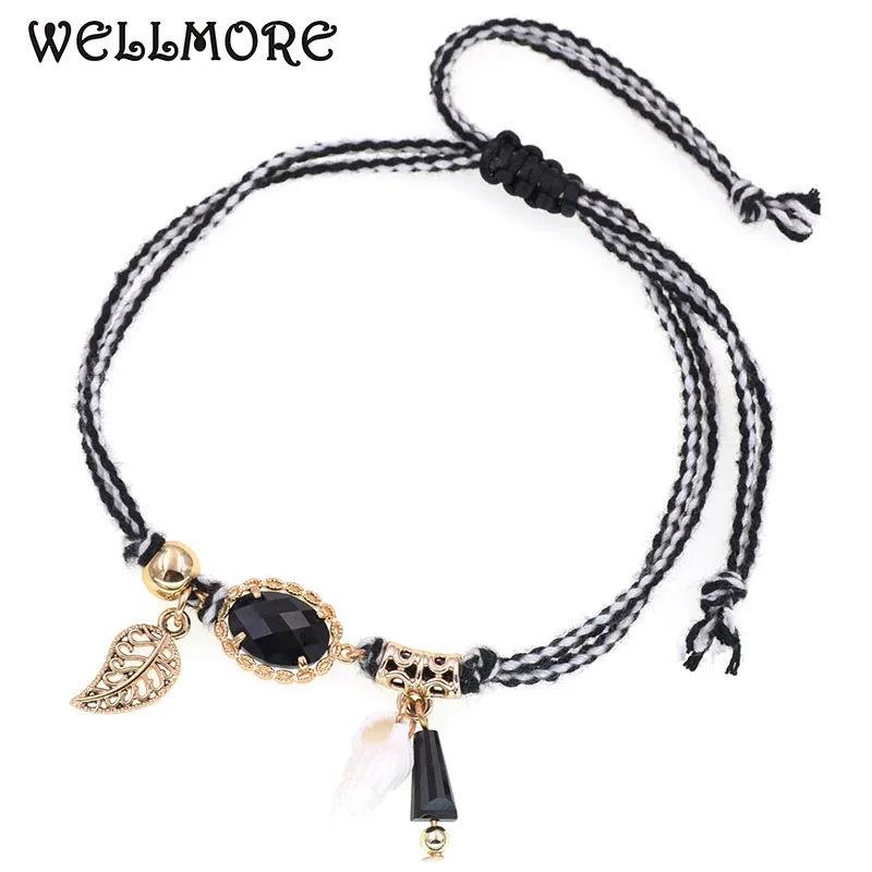WELLMORE handmade bohemia anklet bracelet rope chain shell trendy anklets lace-up charm bracelet women Foot Jewelry WELLMORE handmade bohemia anklet bracelet rope chain shell trendy anklets lace-up charm bracelet women Foot Jewelry